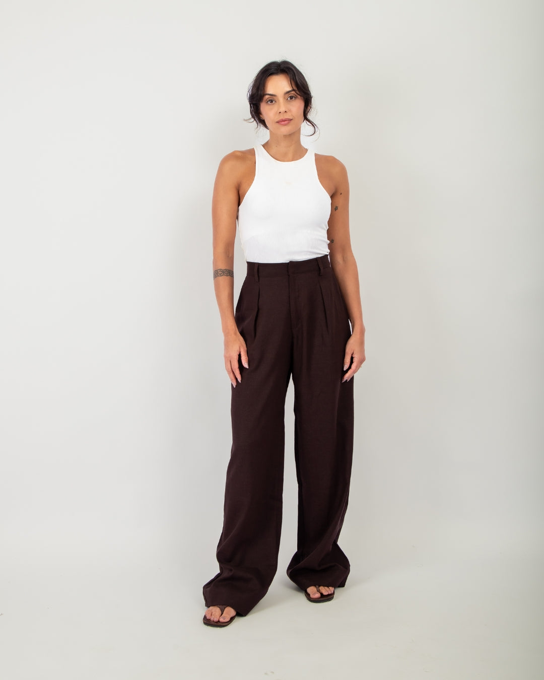 Calça Pantalona Café
