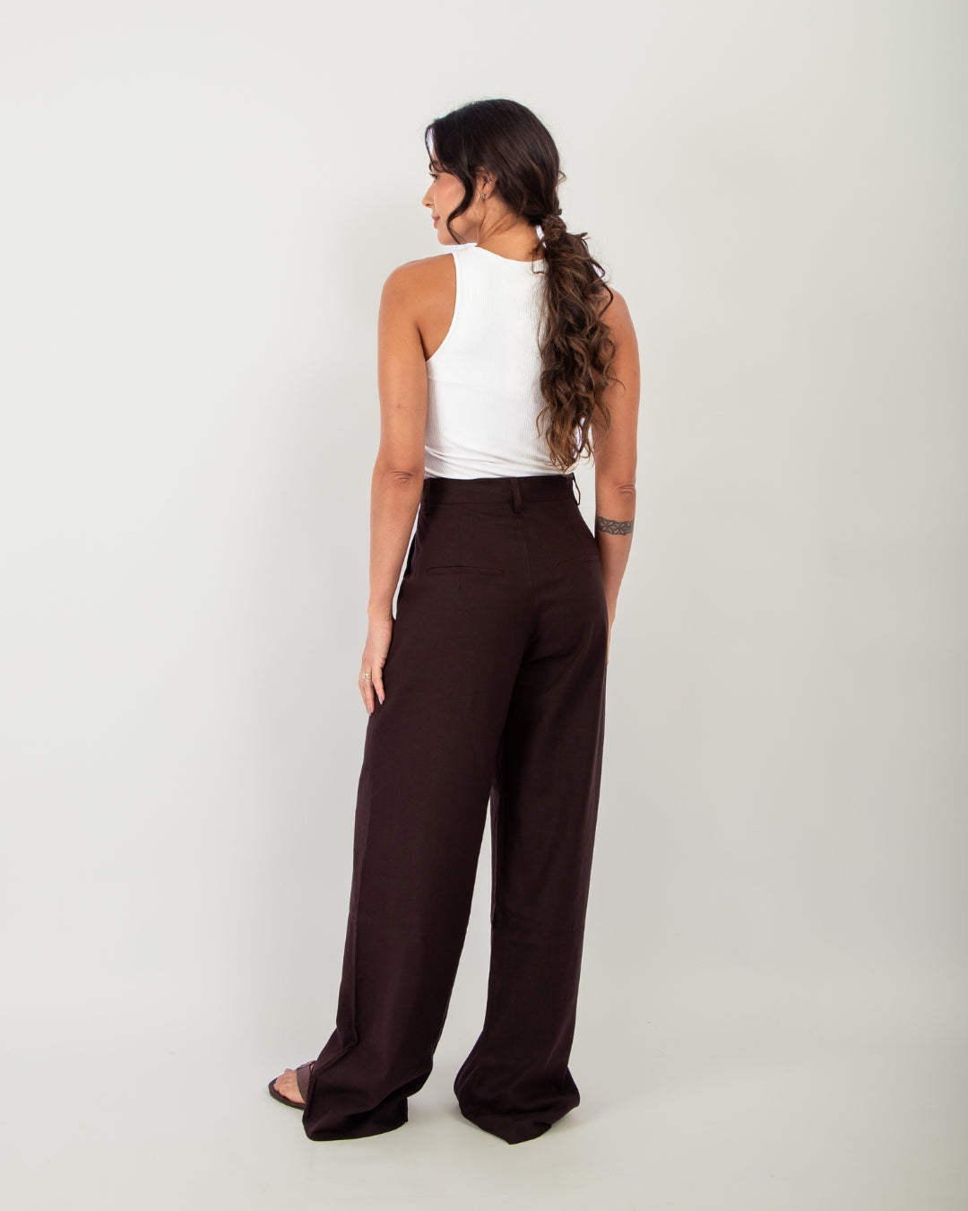 Calça Pantalona Café